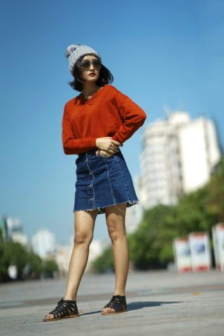 Saia jeans curta tam 38